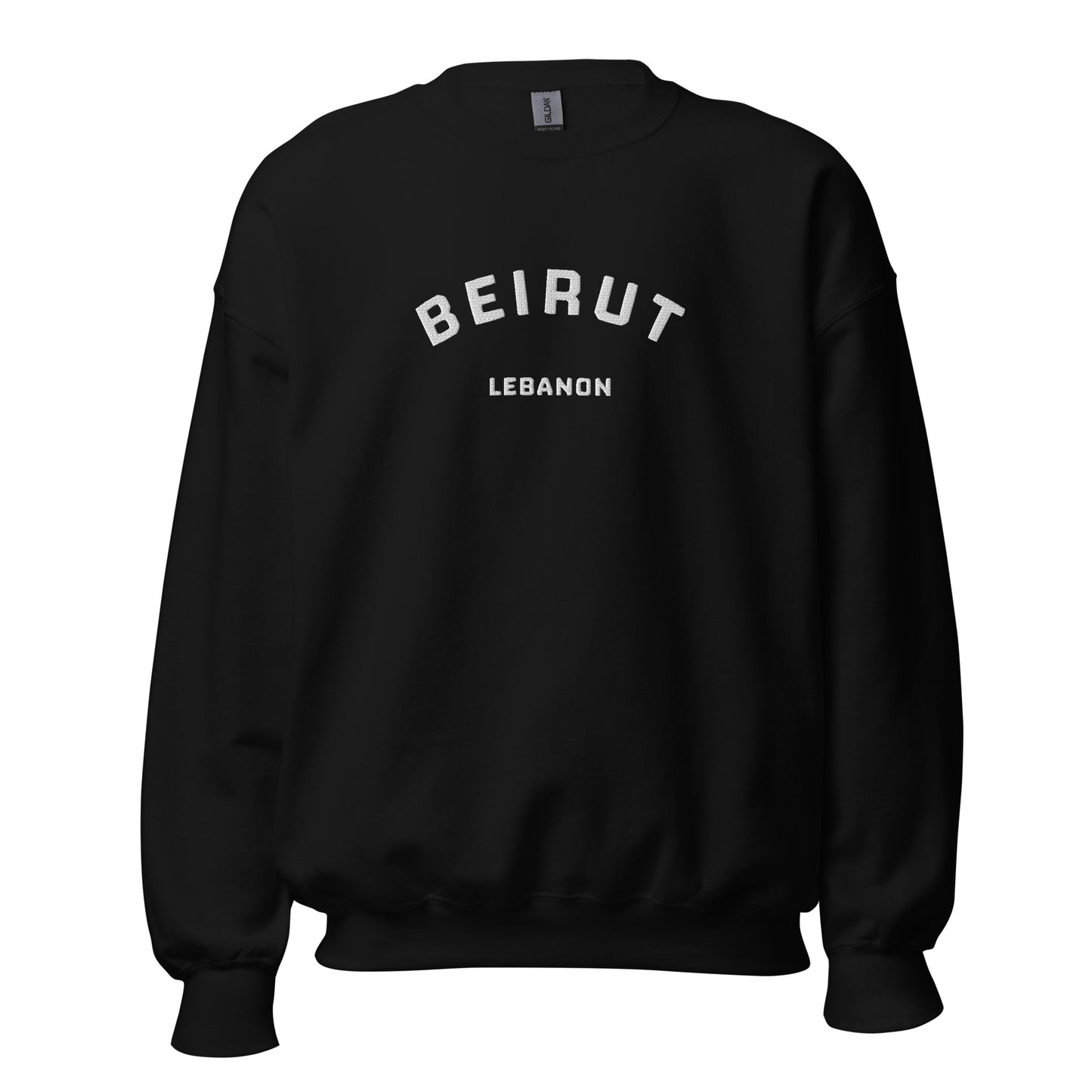 Embroidered (White) Beirut Lebanon Crewneck Sweatshirt