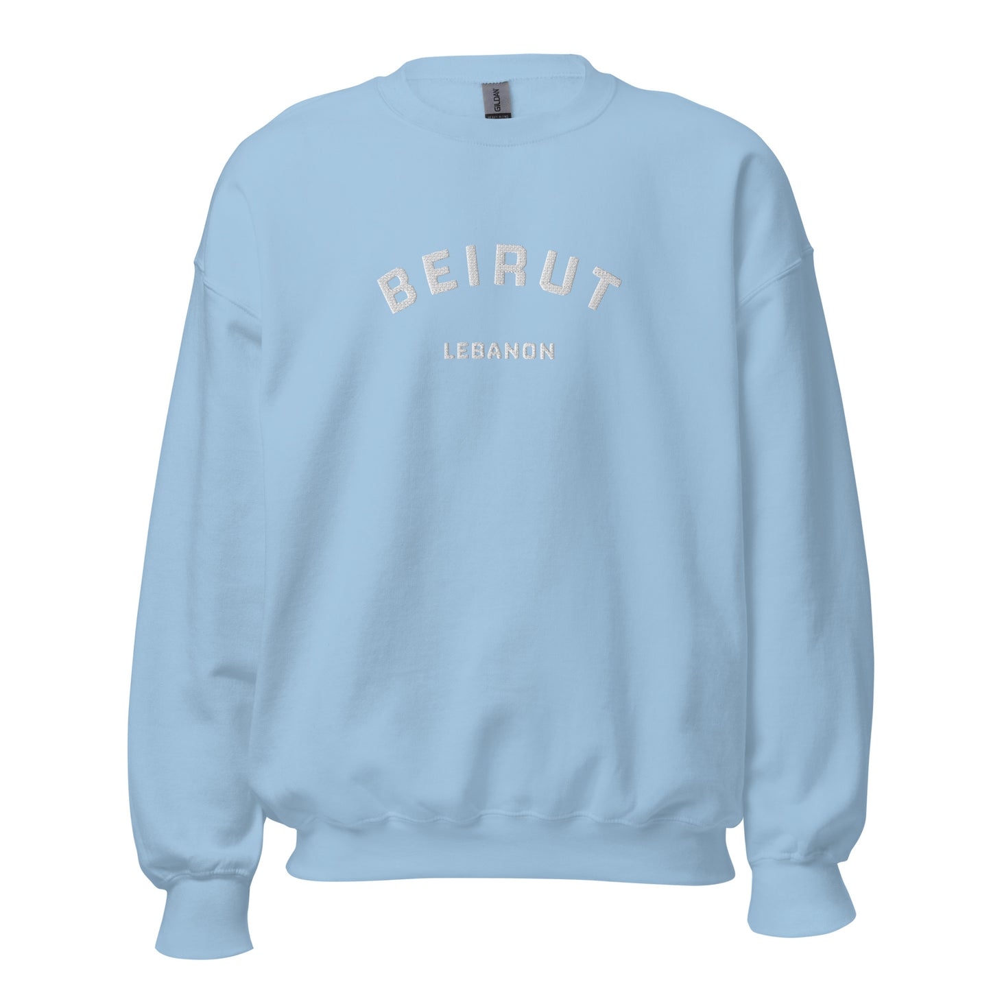 Embroidered (White) Beirut Lebanon Crewneck Sweatshirt